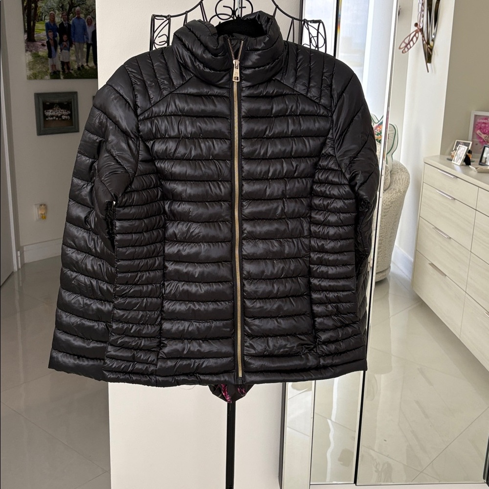 NWT Jason Wu Black Puffer Jacket with Floral Interior - Picture 7 of 11